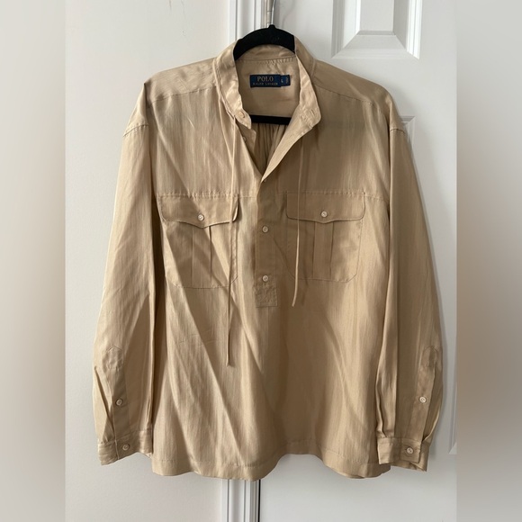 Polo Ralph Lauren Tan Silk Blouse - Picture 4 of 11